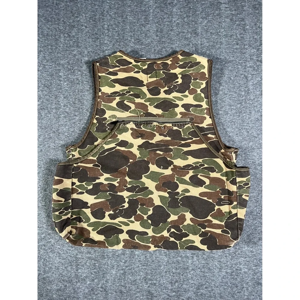 Vintage 70s 80s Carhartt Camo Hunting Utility Vest VU103 Mens Large Made in USA